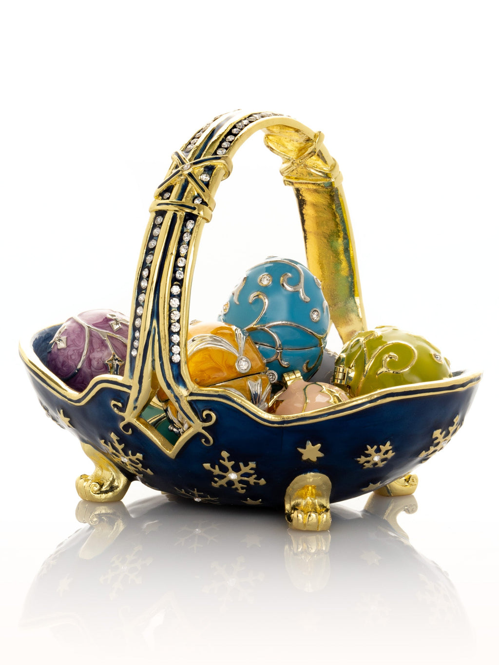 Blue Basket Carrying Small Easter Eggs