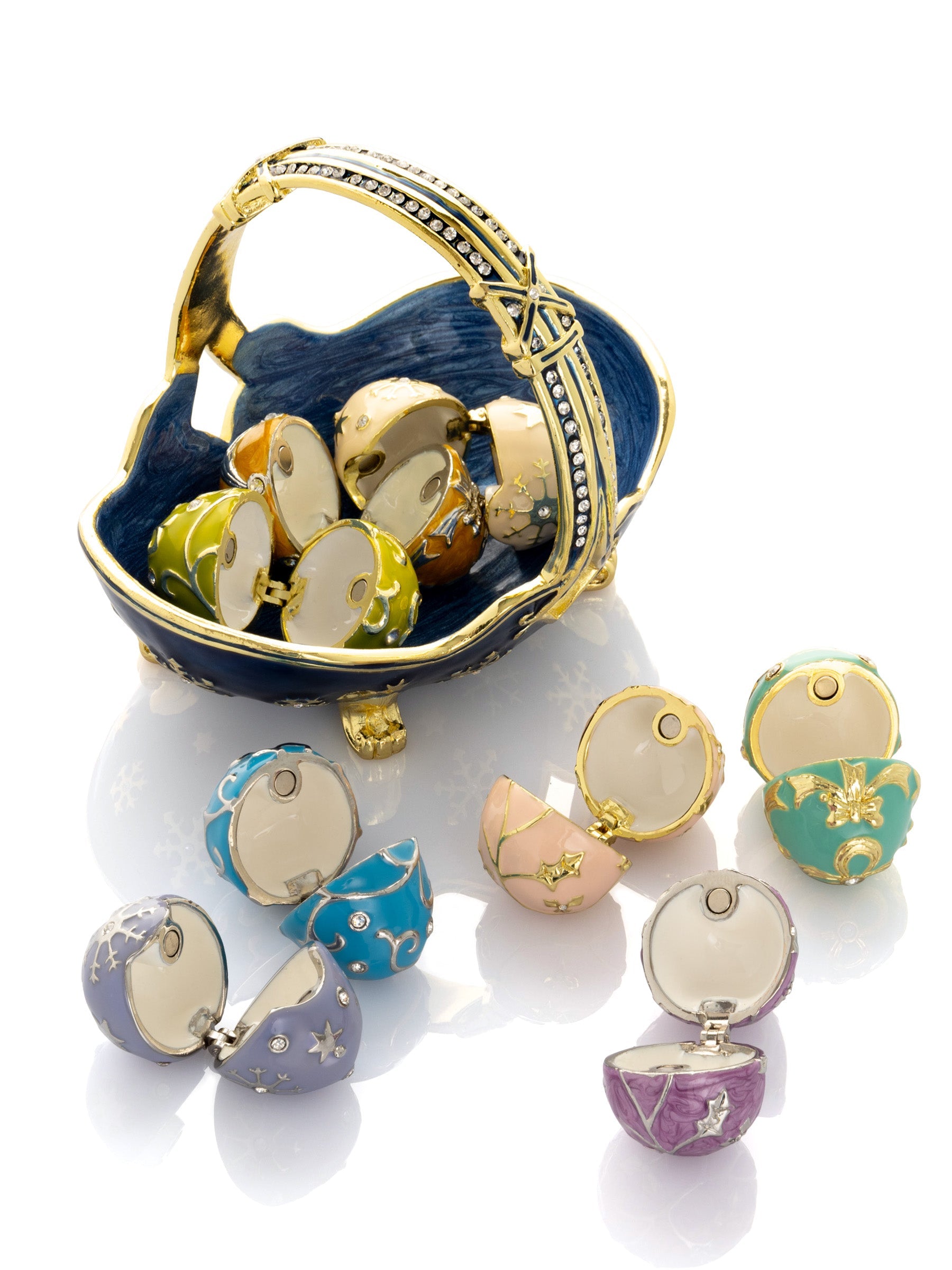 Blue Basket Carrying Small Easter Eggs